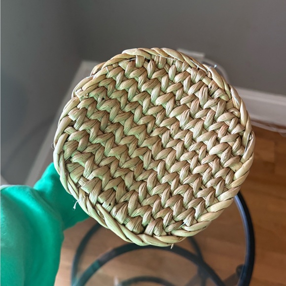 NWT J.Crew Woven Straw Rafia Bucket Bag with Wooden Handles - Picture 5 of 6